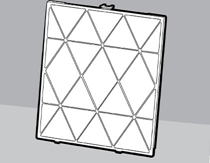 Illustration of a Samsung air purifier pre-filter drying after cleaning.