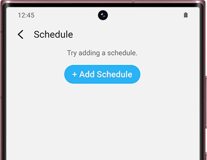 The Add Schedule button is displayed on a Galaxy phone