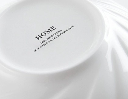 Back label of china showing dishwasher safe