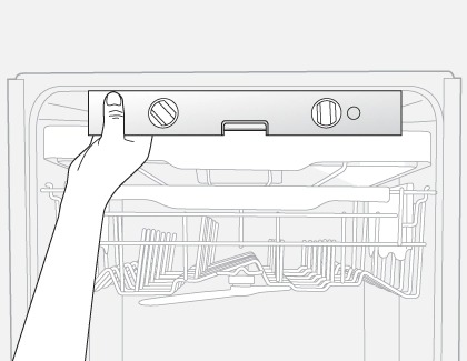 Person using a level to check the dishwasher