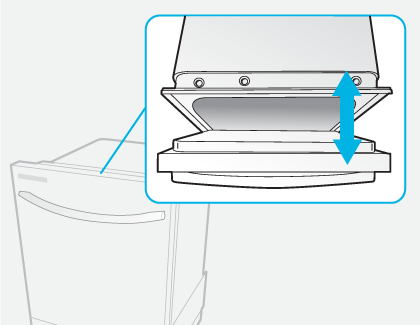 An illustration showing the dishwasher's leveling feet
