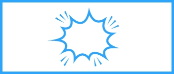 Blue icon of a burst shape, symbolizing clicking or popping noises.