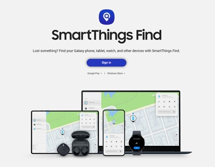 SmartThings Find website open on devices