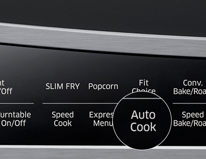 The Auto Cook button highlighted on a microwave