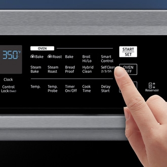 Self Clean or other buttons do not light up or respond, or panel is locked on Samsung oven