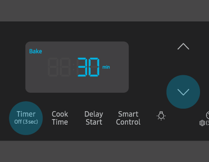 Samsung range without num pad highlighting Timer Off and Down arrow