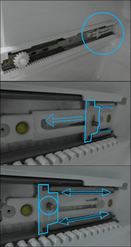Inside track mechanisms slid into place