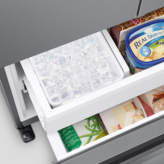 Reset the ice maker in the bottom freezer