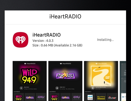 The iHeartRadio app on the Family Hub