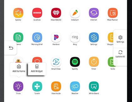 Add Widget highlighted next to an app
