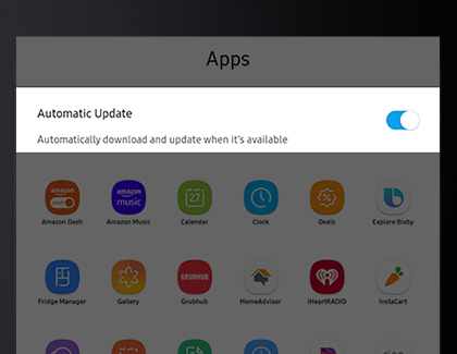 Automatic Update highlighted on the Family Hub's Apps screen