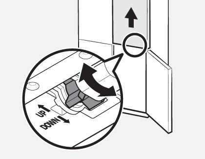 Diagram showing how to adjust height lever up or down