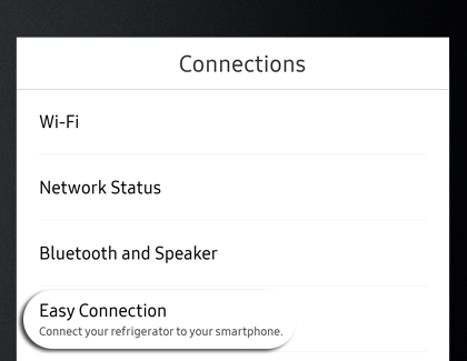 Easy Connection highlighted on a Samsung Family Hub