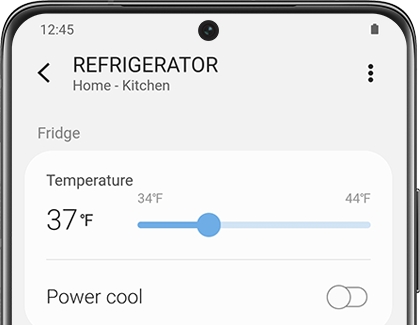 A list of settings and options for Refrigerator