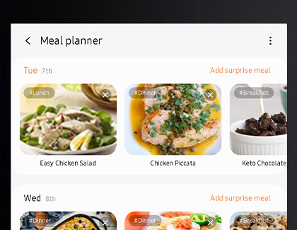 Meal Planner screen on Family Hub 8.0