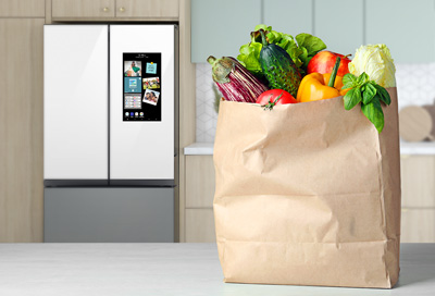 Grocery shopping bag placed on Kitchen counter