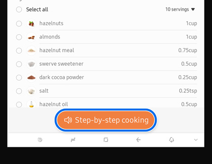 Step-by-Step Cooking highlighted on Family Hub 8.0 screen