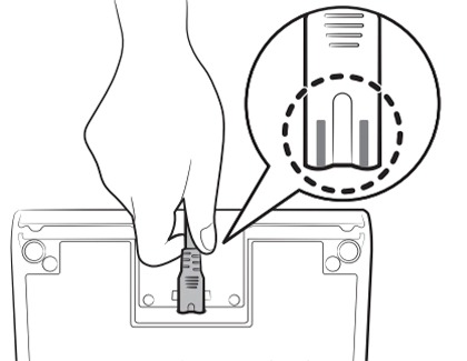 Power cord being inserted into back of charging stand
