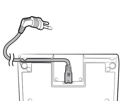 Power cord being inserted into the groove of charging stand
