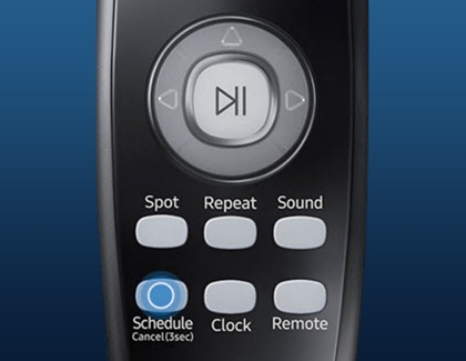 POWERbot remote with Schedule button highlighted