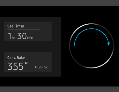 Samsung Oven with dial knob showing timer