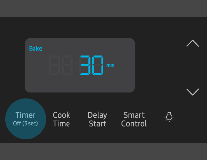 Samsung Oven control panel with Timer highlighted