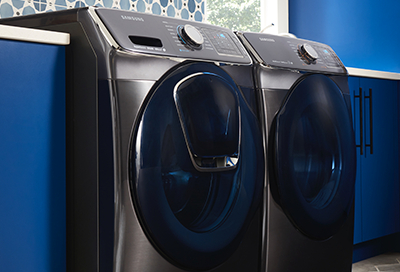 A Samsung washer next to a dryer