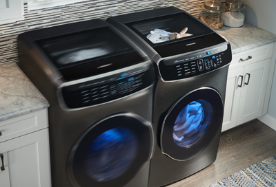 Samsung washer and dryer running with full loads