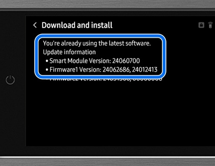 You're already using the latest software prompt highlighted in Download and install screen