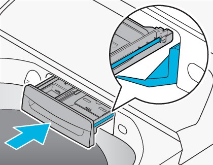 Illustration of detergent drawer being pushed back in