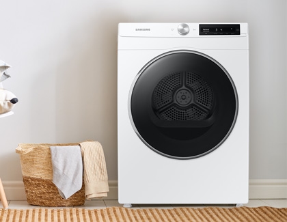A Samsung washer in a laundry room