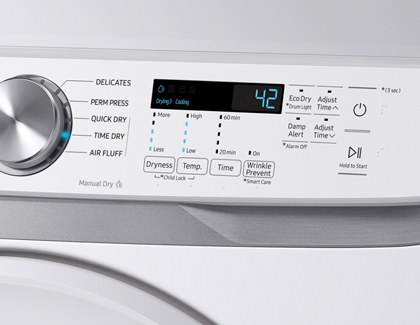 Samsung dryer with Time Dry settings.