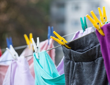 Gym clothes being hand dried