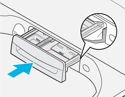 Illustration of detergent drawer being pushed back in