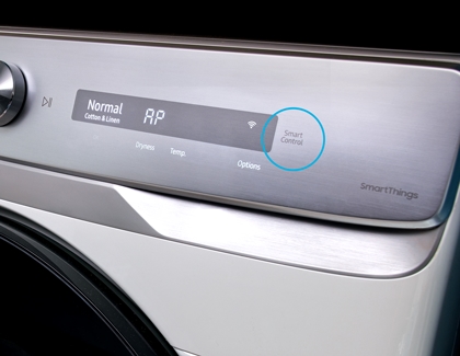 Smart Control highlighted on Samsung Washing Machine with AP displayed