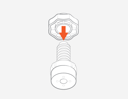 Illustration showing leg ring being inserted on the leveling foot