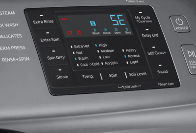 A Samsung washer displaying an SE or 5E No Drain Error code