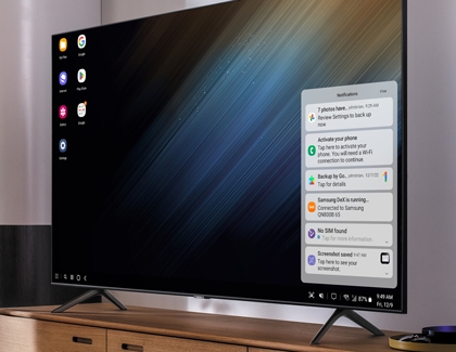 Samsung Dex Notification Panel on Samsung TV