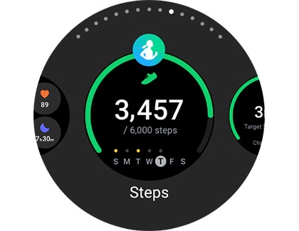 Steps widget displayed on a Galaxy watch