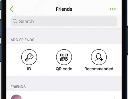 List of options to add friends in the Samsung Health app