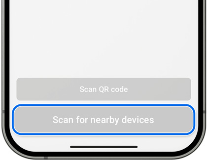 Scan nearby highlighted in the SmartThings app on an iPhone