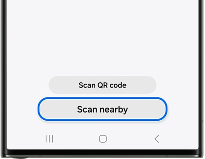 Scan nearby highlighted in the SmartThings app