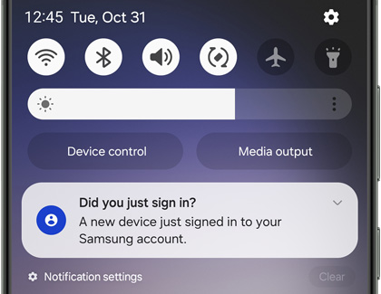 New sign-in attempt notification on a Galaxy phone