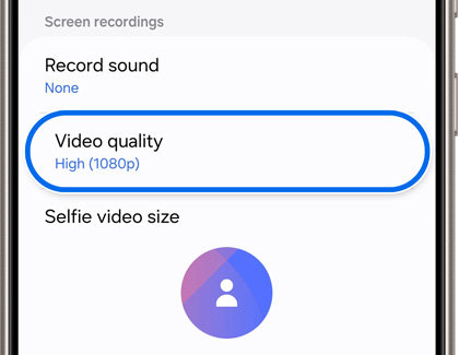 Video Quality highlighted in Screen recordings settings