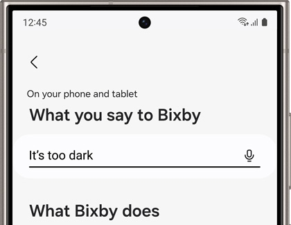 Custom command screen in the Bixby app