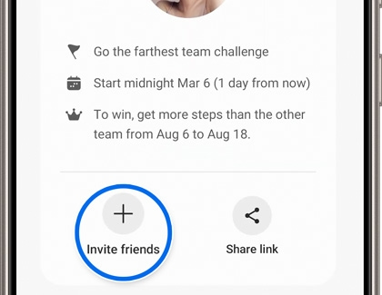 Invite friends highlighted in Samsung Health