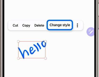 Change style option highlighted