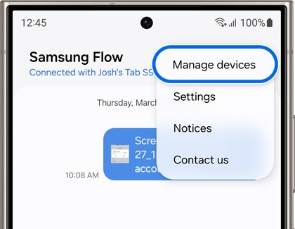 Manage devices highlighted in Samsung Flow