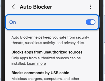 The switch for Auto Blocker is highlighted and enabled