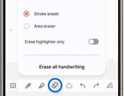 Eraser icon highlighted